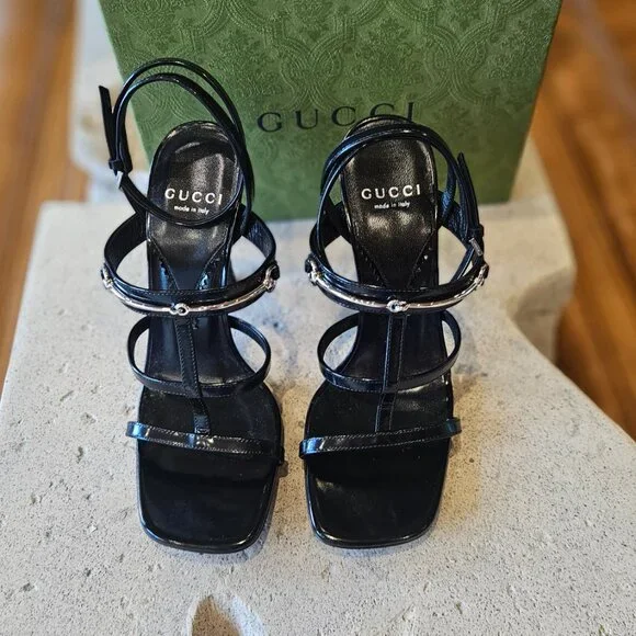 Gucci Regent Strap Detailed Sandal 771563 CLG00 - 1000 Black Leather Size 36+ - Picture 3 of 11